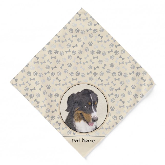 Bernese Mountain Dog Berner Painting Cute Pet Art Bandana (Front)