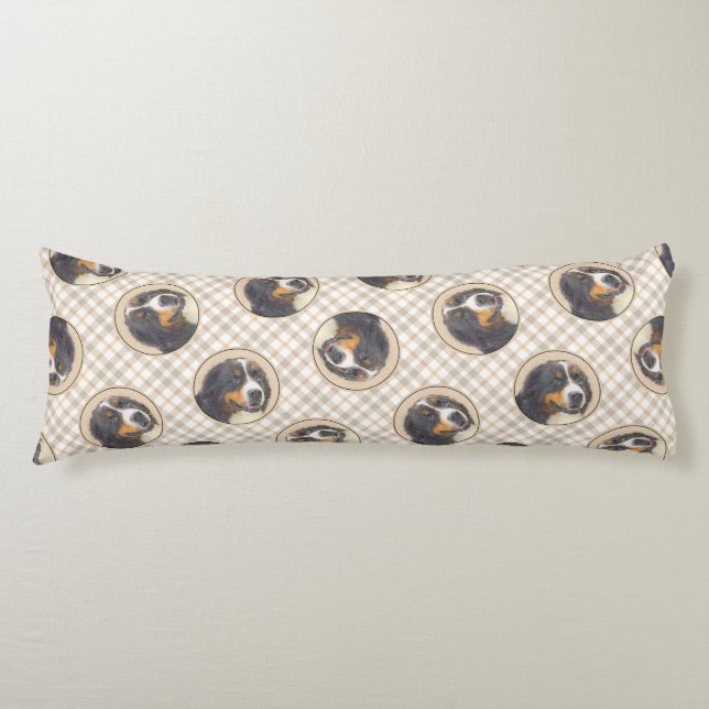 Bernese Mountain Dog Berner Painting Cute Pet Art Body Pillow (Front)