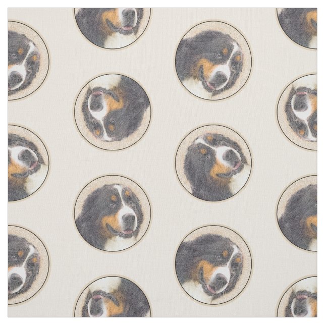 Bernese Mountain Dog Berner Painting Cute Pet Art Fabric (Swatch)