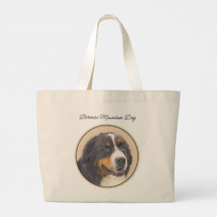 Bernese Mountain Dog Berner Painting Cute Pet Art Large Tote Bag
