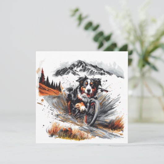 Bernese Mountain Dog Biking In The Mountains (Standing Front)