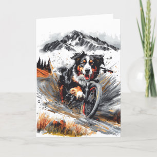 Bernese Mountain Dog Biking In The Mountains Letterpress Thank You Card