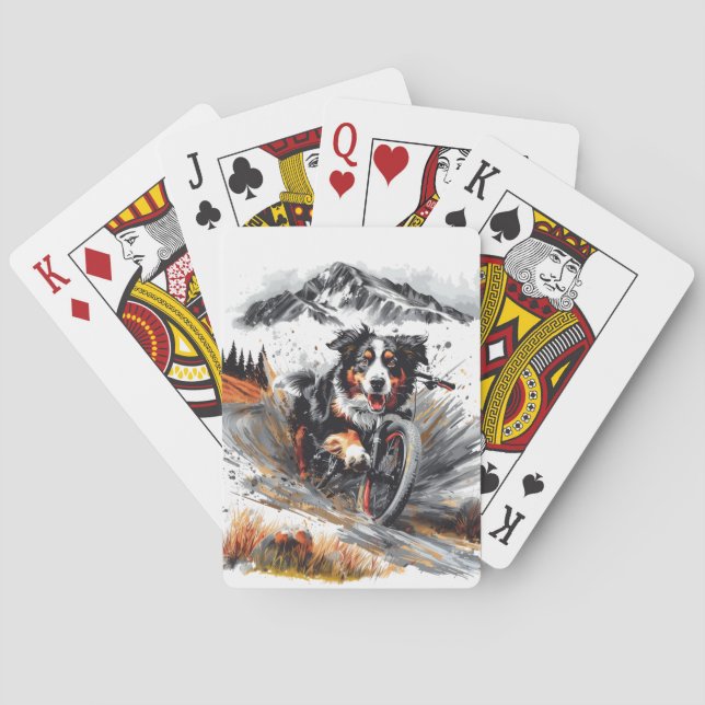 Bernese Mountain Dog Biking In The Mountains Poker Cards (Back)