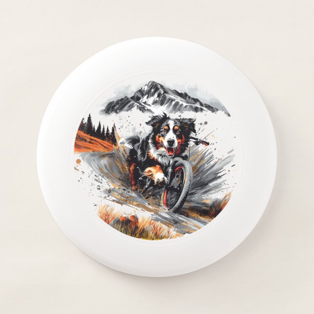 Bernese Mountain Dog Biking In The Mountains Wham-O Frisbee (Front)