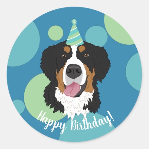 Bernese Mountain Dog Birthday  Classic Round Sticker