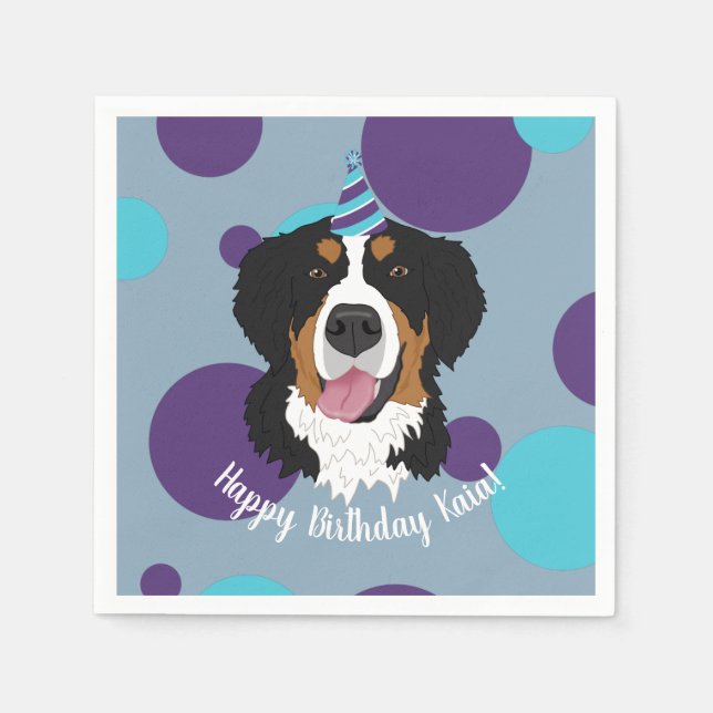 Bernese Mountain Dog Birthday Napkins (Front)