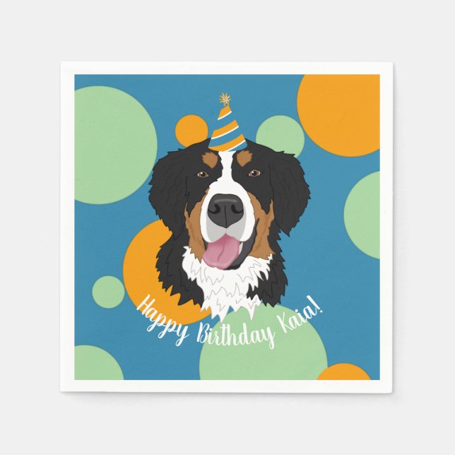 Bernese Mountain Dog Birthday Napkins (Front)