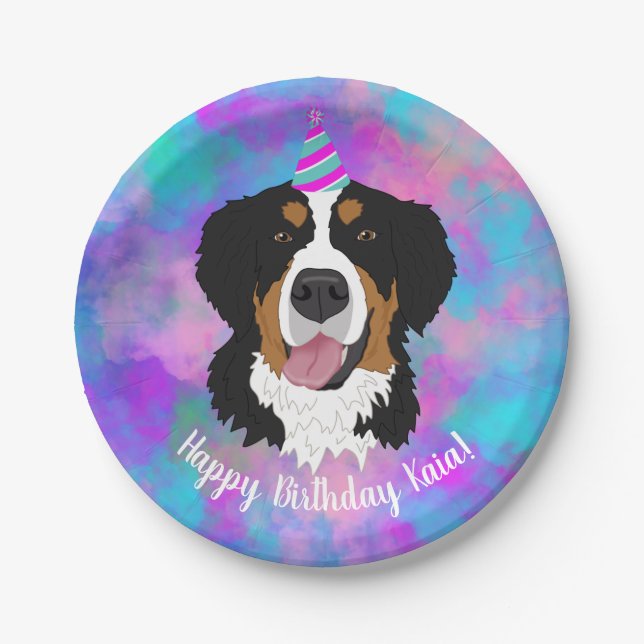 Bernese Mountain Dog Birthday  Paper Plates (Front)