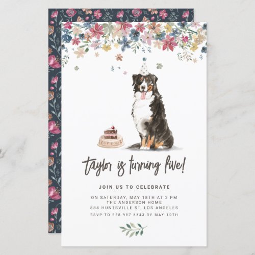 Bernese Mountain Dog Birthday Party Invitation