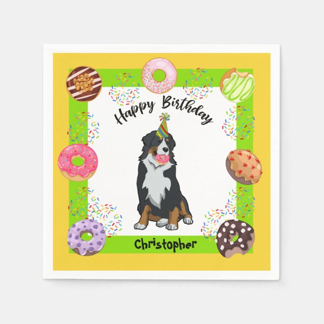 Bernese Mountain dog  Birthday Party Napkin (Front)