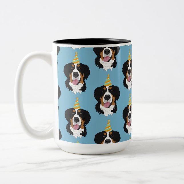 Bernese Mountain Dog Birthday  Two-Tone Coffee Mug (Left)