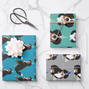 Bernese Mountain Dog Birthday Wrapping Paper Sheets