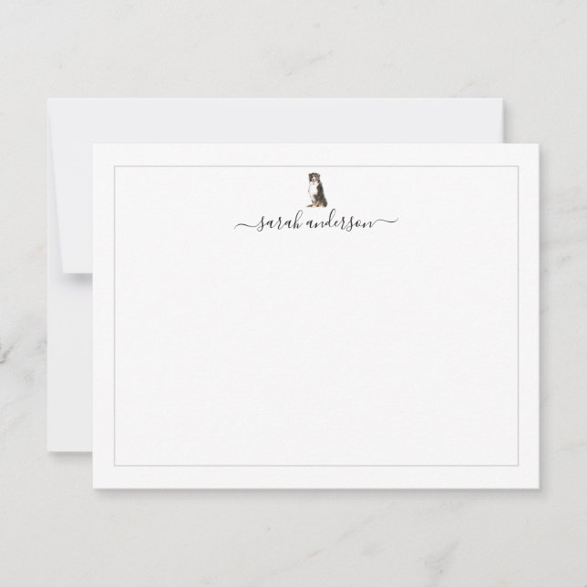 Bernese Mountain Dog Border Personalized Note Card (Front)