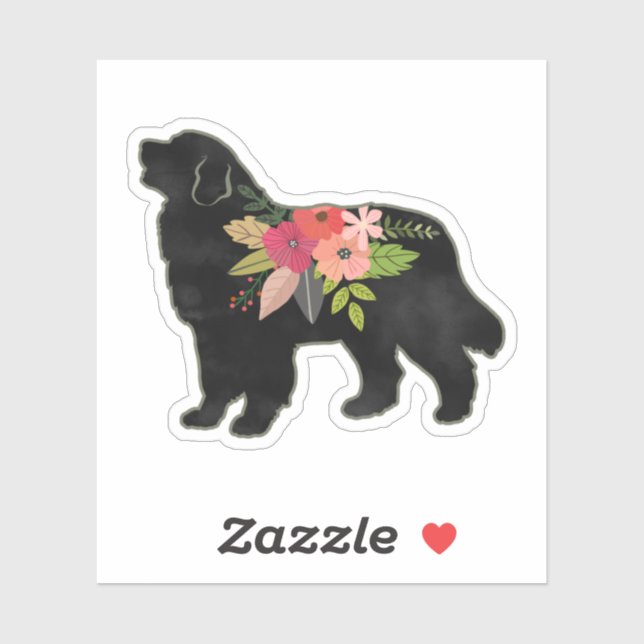 Bernese Mountain Dog Breed Boho Floral Silhouette Sticker (Sheet)