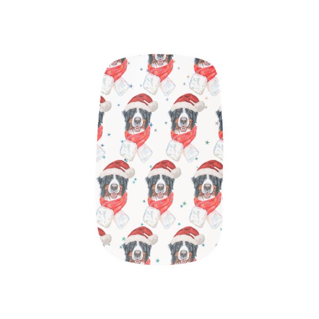 Bernese Mountain Dog Breed Christmas Minx Nail Art (Left Thumb)