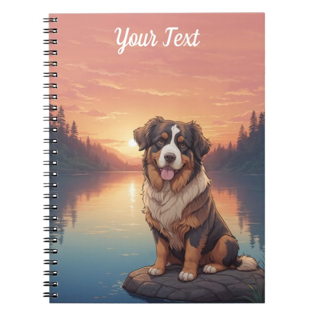 Bernese Mountain Dog by Lake Notebook (Front)