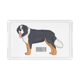Bernese mountain dog cartoon illustration acrylic tray