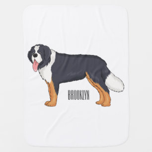 Bernese mountain dog cartoon illustration baby blanket