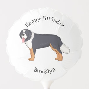 Bernese mountain dog cartoon illustration balloon