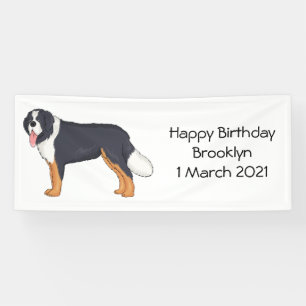 Bernese mountain dog cartoon illustration banner