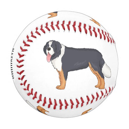 Bernese mountain dog cartoon illustration baseball