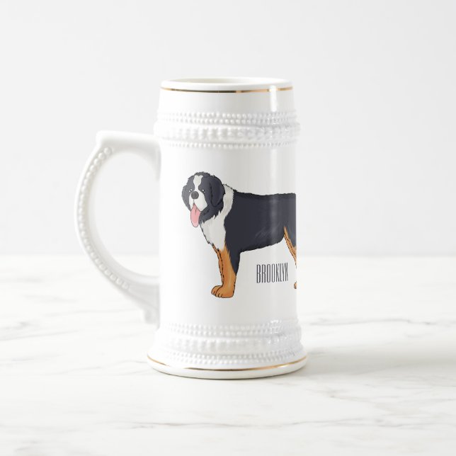 Bernese mountain dog cartoon illustration beer stein (Left)