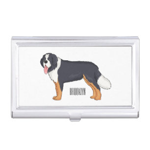 Bernese mountain dog cartoon illustration business card case
