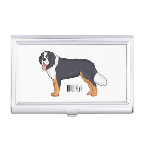 Bernese mountain dog cartoon illustration  business card case