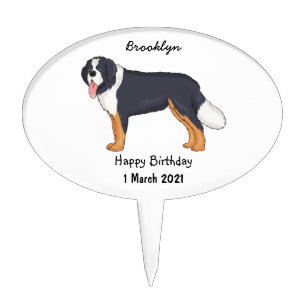 Bernese mountain dog cartoon illustration cake topper