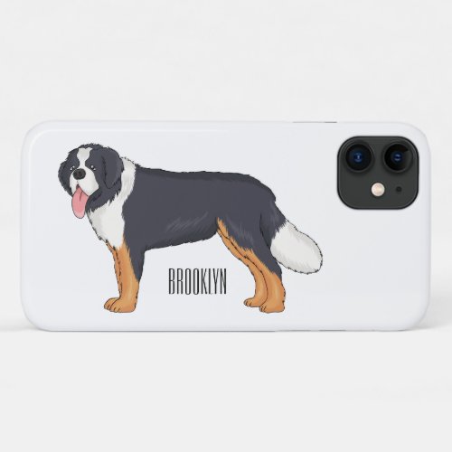 Bernese mountain dog cartoon illustration iPhone 11 case