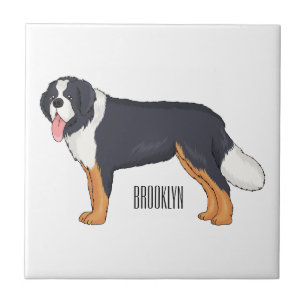 Bernese mountain dog cartoon illustration ceramic tile
