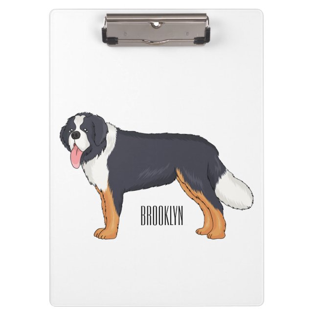 Bernese mountain dog cartoon illustration clipboard (Front)