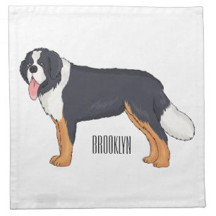 Bernese mountain dog cartoon illustration  cloth napkin