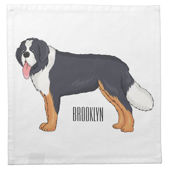 Bernese mountain dog cartoon illustration  cloth napkin (Front)