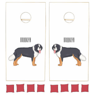 Bernese mountain dog cartoon illustration cornhole set