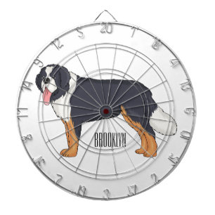 Bernese mountain dog cartoon illustration dart board
