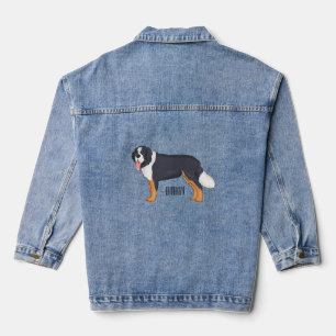 Bernese mountain dog cartoon illustration denim jacket