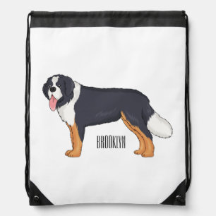 Bernese mountain dog cartoon illustration drawstring bag