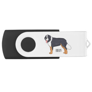 Bernese mountain dog cartoon illustration flash drive