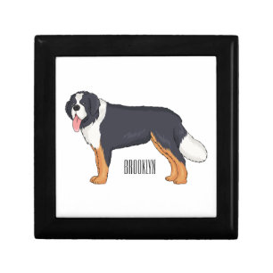 Bernese mountain dog cartoon illustration gift box