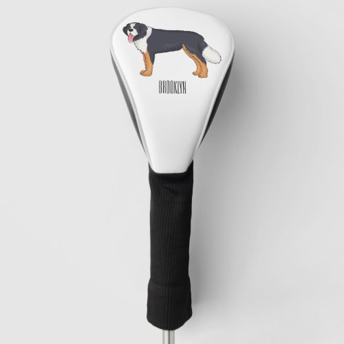 Bernese mountain dog cartoon illustration golf head cover