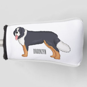 Bernese mountain dog cartoon illustration golf head cover