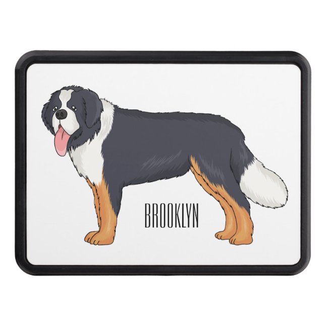 Bernese mountain dog cartoon illustration hitch cover (Front)
