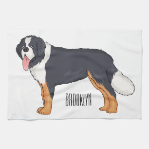 Bernese mountain dog cartoon illustration kitchen towel