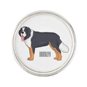 Bernese mountain dog cartoon illustration lapel pin