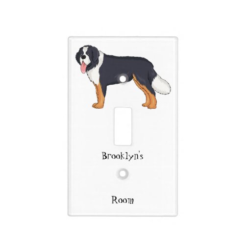 Bernese mountain dog cartoon illustration light switch cover