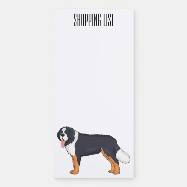 Bernese mountain dog cartoon illustration magnetic notepad (Front)