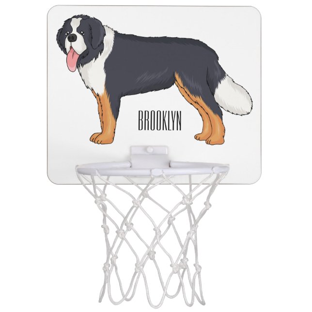 Bernese mountain dog cartoon illustration mini basketball hoop (Front)