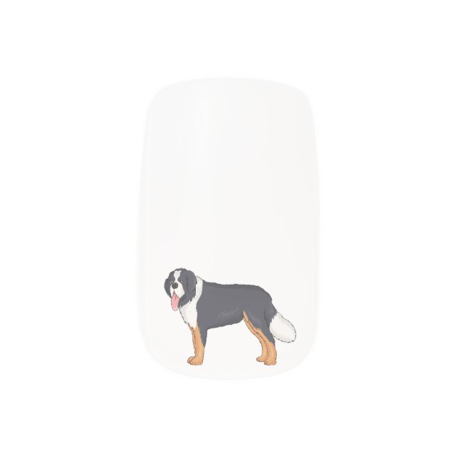 Bernese mountain dog cartoon illustration minx nail art (Left Thumb)