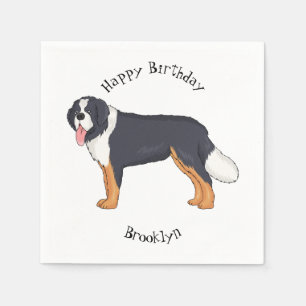 Bernese mountain dog cartoon illustration napkins